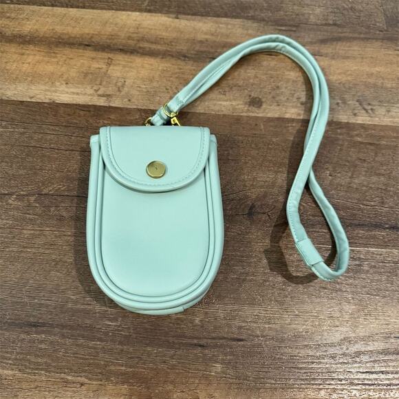 By Anthropologie Cleo Crossbody Phone Case Bag Soft Mint Green Boho Preppy READ - Picture 1 of 6